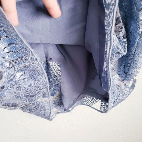 Tahari Blue Sequin Lace Dress - Picture 3 of 9